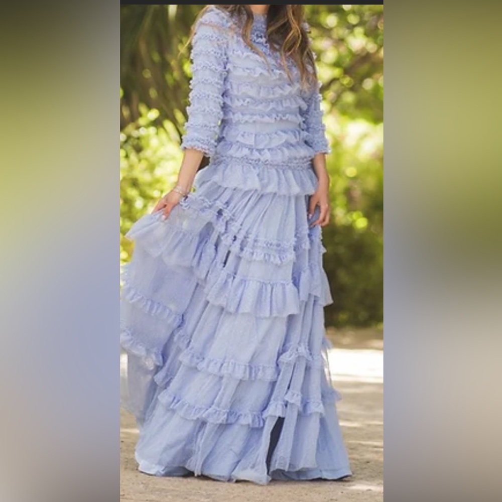 Elegant Lavender Ruffle Wedding Dress